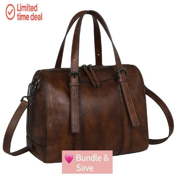 Genuine Leather Hobo Crossbody Bag with Adjustable Strap & Multiple Pockets